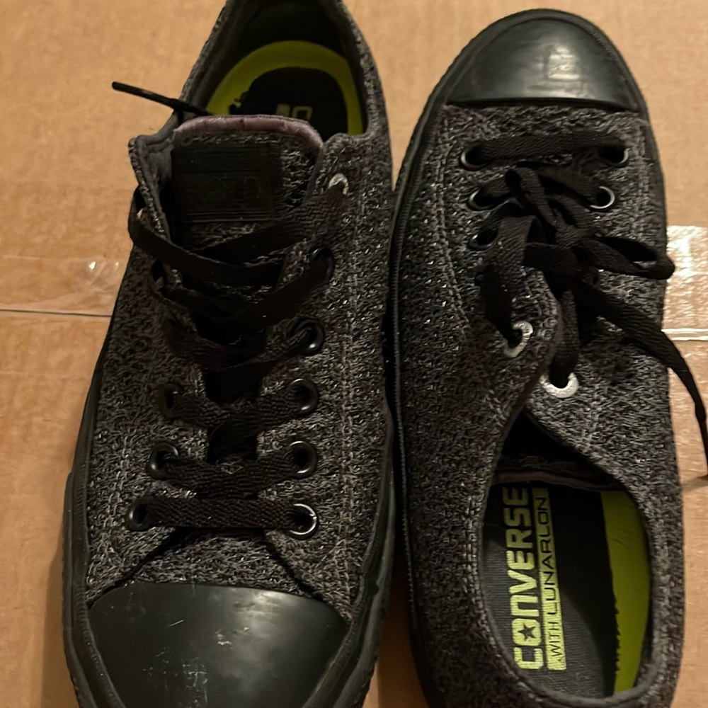 Converse black lace up shoes, lunarlon insole, M8/W10